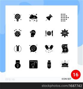 Stock Vector Icon Pack of 16 Line Signs and Symbols for heart, card, paper, love, right Editable Vector Design Elements