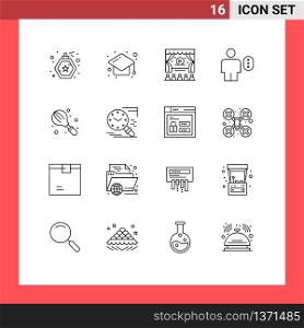 Stock Vector Icon Pack of 16 Line Signs and Symbols for household, baking, ad, password, body Editable Vector Design Elements