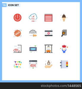 Stock Vector Icon Pack of 16 Line Signs and Symbols for ice, cream, develop, beach, construction Editable Pack of Creative Vector Design Elements