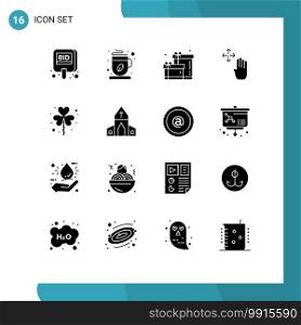 Stock Vector Icon Pack of 16 Line Signs and Symbols for leaf, hold, coffee cup, up, hand Editable Vector Design Elements