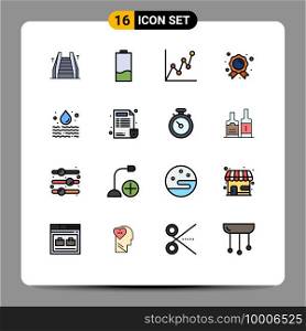 Stock Vector Icon Pack of 16 Line Signs and Symbols for leak, education, low, ch&ion, achievement Editable Creative Vector Design Elements