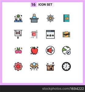 Stock Vector Icon Pack of 16 Line Signs and Symbols for marketing, reading, weather, notebook, favorite Editable Creative Vector Design Elements