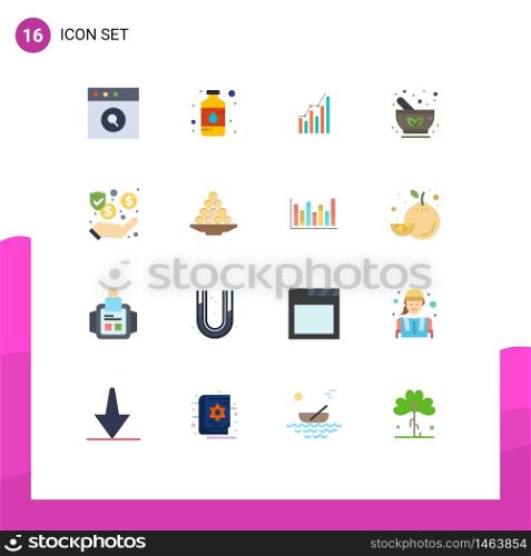 Stock Vector Icon Pack of 16 Line Signs and Symbols for medicine, bowl, graph, trends, marketing Editable Pack of Creative Vector Design Elements