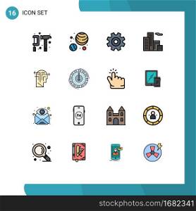 Stock Vector Icon Pack of 16 Line Signs and Symbols for mind, strategy, cogs, house, apartment Editable Creative Vector Design Elements