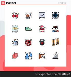 Stock Vector Icon Pack of 16 Line Signs and Symbols for monitoring, conception, graph, visualize, network Editable Creative Vector Design Elements