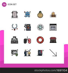 Stock Vector Icon Pack of 16 Line Signs and Symbols for necklace, security, direction, network, computer Editable Creative Vector Design Elements