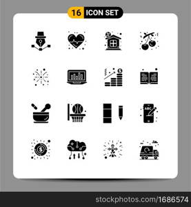 Stock Vector Icon Pack of 16 Line Signs and Symbols for new year, cranberry, care, christmas, property Editable Vector Design Elements