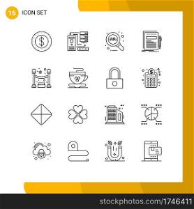 Stock Vector Icon Pack of 16 Line Signs and Symbols for night, presentation, online, paper, document Editable Vector Design Elements