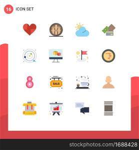 Stock Vector Icon Pack of 16 Line Signs and Symbols for orbit, dollar, pie, currency, credit card Editable Pack of Creative Vector Design Elements