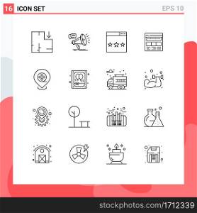 Stock Vector Icon Pack of 16 Line Signs and Symbols for page, business, engine, browser, search Editable Vector Design Elements
