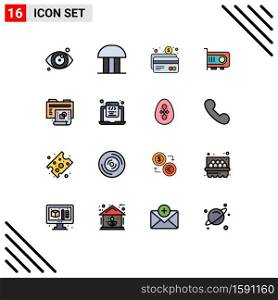 Stock Vector Icon Pack of 16 Line Signs and Symbols for process, computer, atm, technology, computer Editable Creative Vector Design Elements