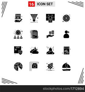Stock Vector Icon Pack of 16 Line Signs and Symbols for profit, dollar, shuttlecock, touch, hand Editable Vector Design Elements