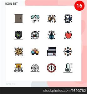 Stock Vector Icon Pack of 16 Line Signs and Symbols for protection, gdpr, supermarket, internet, communication Editable Creative Vector Design Elements