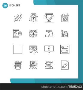 Stock Vector Icon Pack of 16 Line Signs and Symbols for report, business, award, online, hosting Editable Vector Design Elements