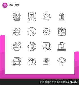 Stock Vector Icon Pack of 16 Line Signs and Symbols for rice, chinese, clothes, hotel, webcam Editable Vector Design Elements