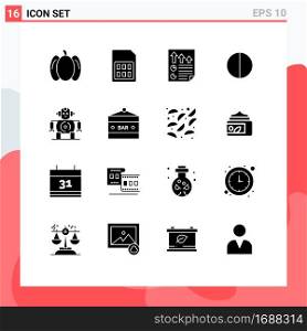 Stock Vector Icon Pack of 16 Line Signs and Symbols for robotics, quality, arrows, digital, report Editable Vector Design Elements