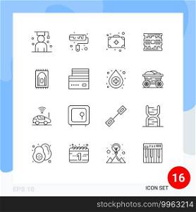 Stock Vector Icon Pack of 16 Line Signs and Symbols for rug, carpet, bag, dimm, component Editable Vector Design Elements