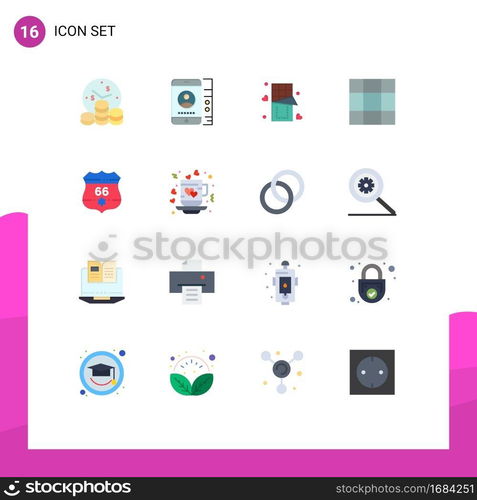 Stock Vector Icon Pack of 16 Line Signs and Symbols for security, shield, chocolate, american, grid Editable Pack of Creative Vector Design Elements