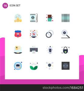 Stock Vector Icon Pack of 16 Line Signs and Symbols for security, shield, chocolate, american, grid Editable Pack of Creative Vector Design Elements