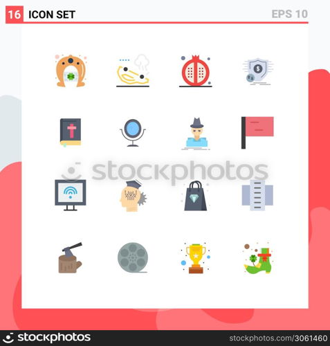 Stock Vector Icon Pack of 16 Line Signs and Symbols for security, money, cooking, financial, pomegranate Editable Pack of Creative Vector Design Elements