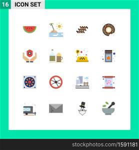 Stock Vector Icon Pack of 16 Line Signs and Symbols for shield, medical, repair, sweets, donut Editable Pack of Creative Vector Design Elements