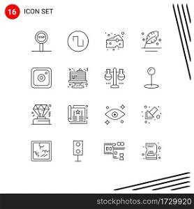 Stock Vector Icon Pack of 16 Line Signs and Symbols for social, instagram, food, scripture, pen Editable Vector Design Elements