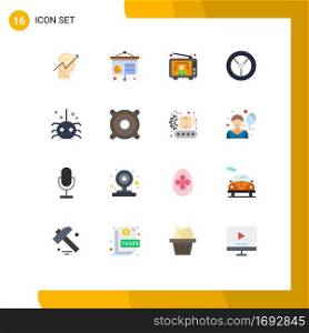 Stock Vector Icon Pack of 16 Line Signs and Symbols for spider, halloween, entertainment, bug, wheel Editable Pack of Creative Vector Design Elements
