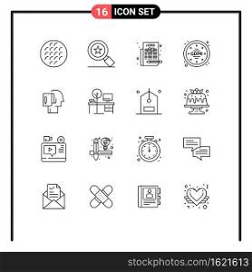 Stock Vector Icon Pack of 16 Line Signs and Symbols for start from scratch, data, employment, regulations, gdpr Editable Vector Design Elements