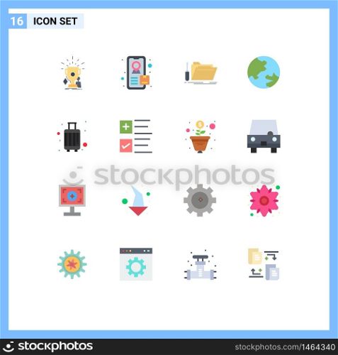 Stock Vector Icon Pack of 16 Line Signs and Symbols for suitcase, case, repair, baggage, education Editable Pack of Creative Vector Design Elements