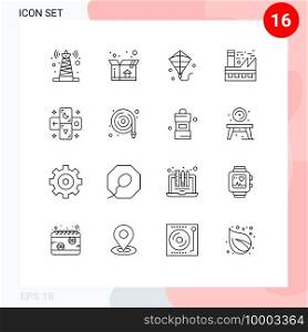 Stock Vector Icon Pack of 16 Line Signs and Symbols for tarot, astrology, flying, environment, ecology Editable Vector Design Elements
