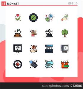 Stock Vector Icon Pack of 16 Line Signs and Symbols for user, mountain, gear, success, grow Editable Creative Vector Design Elements