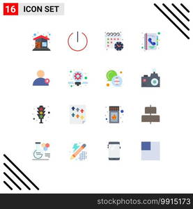 Stock Vector Icon Pack of 16 Line Signs and Symbols for user, follow, calender, call, book Editable Pack of Creative Vector Design Elements