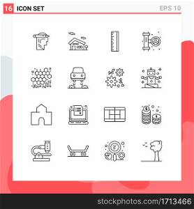 Stock Vector Icon Pack of 16 Line Signs and Symbols for viscous, honey, design, autumn, plumbing Editable Vector Design Elements