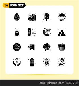 Stock Vector Icon Pack of 16 Line Signs and Symbols for wifi, umbrella, smart, protection, food Editable Vector Design Elements