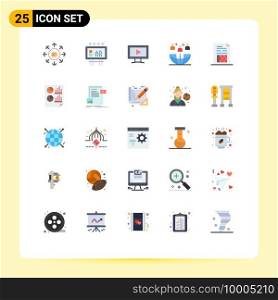 Stock Vector Icon Pack of 25 Line Signs and Symbols for account, meeting, publicity, international, freelance Editable Vector Design Elements