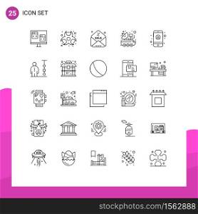 Stock Vector Icon Pack of 25 Line Signs and Symbols for account, signal, hazardous, science, car Editable Vector Design Elements