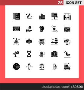 Stock Vector Icon Pack of 25 Line Signs and Symbols for advertising, ad, building, real, office Editable Vector Design Elements
