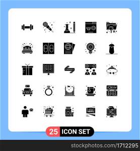 Stock Vector Icon Pack of 25 Line Signs and Symbols for analysis, optimization, information, media, engine Editable Vector Design Elements