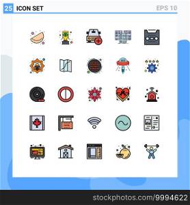 Stock Vector Icon Pack of 25 Line Signs and Symbols for audio, database, car, data, center Editable Vector Design Elements