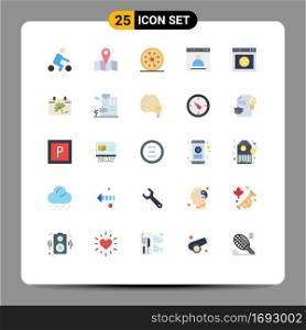 Stock Vector Icon Pack of 25 Line Signs and Symbols for browser, page, food, login, browser Editable Vector Design Elements