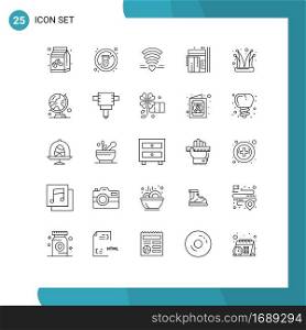 Stock Vector Icon Pack of 25 Line Signs and Symbols for buffoon, up, wifi, lift, elevator Editable Vector Design Elements