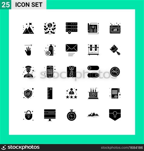 Stock Vector Icon Pack of 25 Line Signs and Symbols for calendar, leaflet, celebrate, cover, ads Editable Vector Design Elements