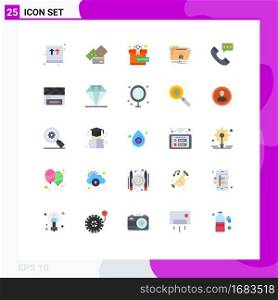 Stock Vector Icon Pack of 25 Line Signs and Symbols for call, network, wallet, folder, encryption Editable Vector Design Elements