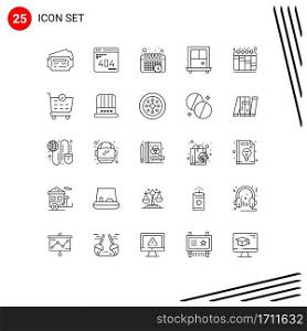 Stock Vector Icon Pack of 25 Line Signs and Symbols for checkout, buy, calendar, workflow, iteration Editable Vector Design Elements