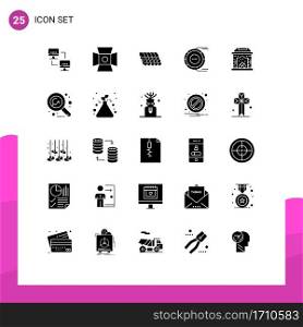 Stock Vector Icon Pack of 25 Line Signs and Symbols for chimney, estimation, roof, diagram, allocation Editable Vector Design Elements