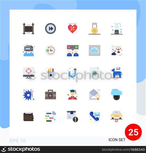 Stock Vector Icon Pack of 25 Line Signs and Symbols for coffee, sport, board, gym, exercise Editable Vector Design Elements