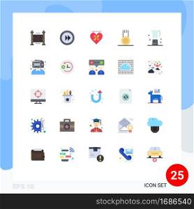 Stock Vector Icon Pack of 25 Line Signs and Symbols for coffee, sport, board, gym, exercise Editable Vector Design Elements