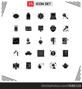 Stock Vector Icon Pack of 25 Line Signs and Symbols for cooking, hardware, products, computer, power Editable Vector Design Elements