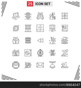 Stock Vector Icon Pack of 25 Line Signs and Symbols for creative, graphic design, programing, design, transportation Editable Vector Design Elements