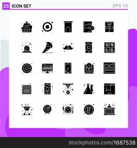 Stock Vector Icon Pack of 25 Line Signs and Symbols for data, base, architecture, backup, residence Editable Vector Design Elements